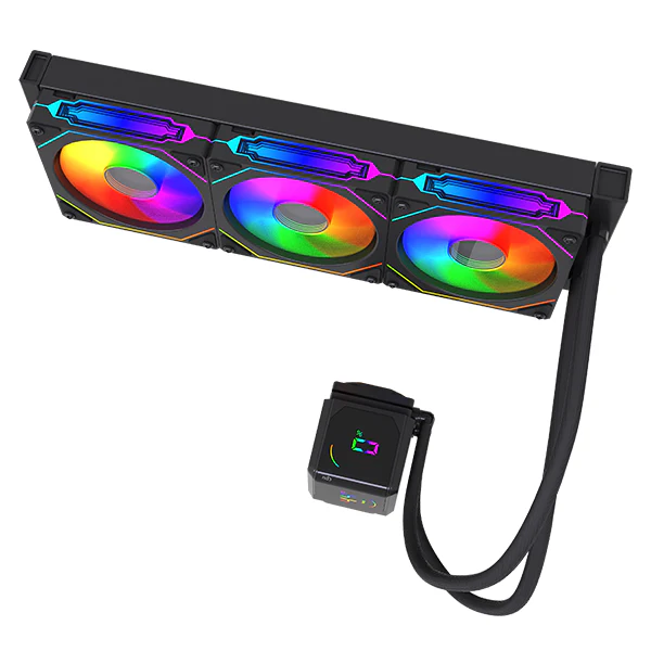 NOVA Hydrocurved HC360 AIO Liquid Cooler with LCD & 3├ù120mm RGB Fans (Black) - Vue 2 | Cpu Cooler Maroc