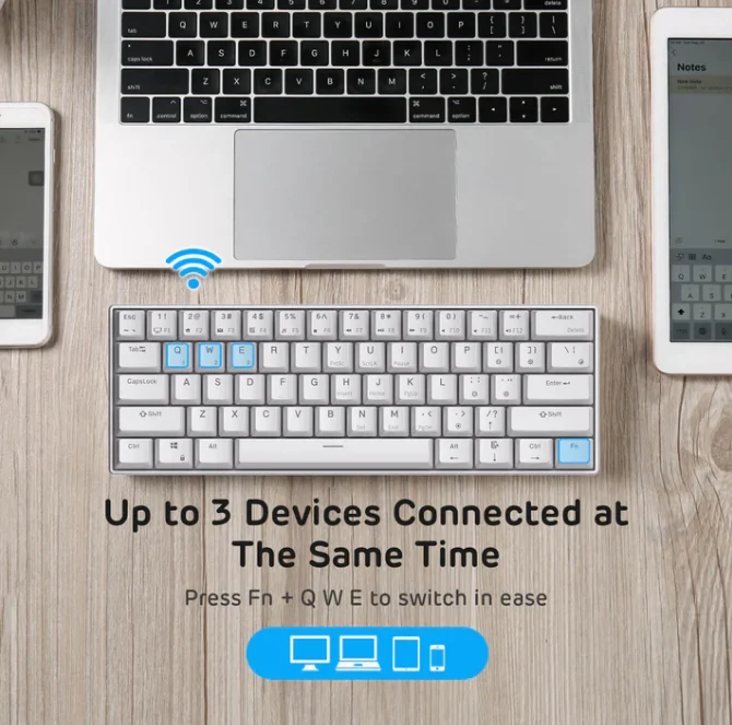 RK61 60% Triple Mode Mechanical Keyboard (Brown Switches) - Keyboard photo 3 - Epic Key Morocco