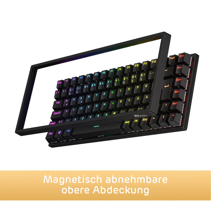 RK84 75% Wireless Mechanical Keyboard – Hot-Swappable, Tri-Mode, RGB Backlit, 3750mAh Battery, (Brown Switches) (Black) - Epic Key Morocco