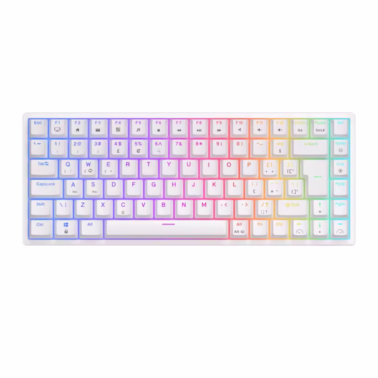 RK84 75% Wireless Mechanical Keyboard – Hot-Swappable, Tri-Mode, RGB Backlit, 3750mAh Battery, (Brown switches) (White) - Keyboard available at Epic Key Morocco