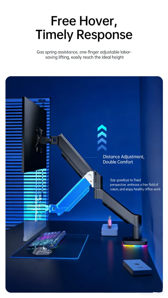 SUPPORT ECRAN (M252LA) RGB - Vue 3 | Monitor Arm Maroc