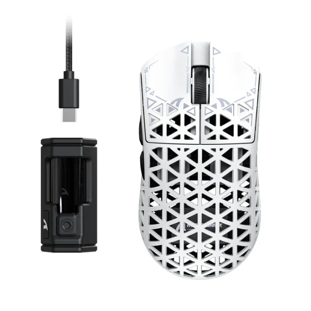 ATTACK SHARK R5 Ultra Carbon Fiber 39g Gaming Mouse – 8K Wireless, PAW3950MAX Sensor, Tri-Mode, 42000 DPI (white)