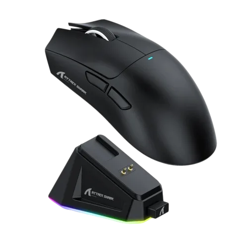 ATTACK SHARK X11 Wireless Gaming Mouse with Charging Dock (black) With Stickers