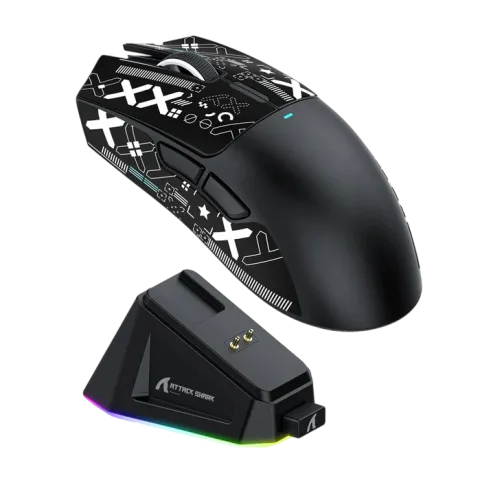 ATTACK SHARK X11 Wireless Gaming Mouse with Charging Dock (black) With Stickers