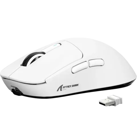 ATTACK SHARK X3 Wireless Gaming Mouse PAW3395 Superlight (White) with stickers