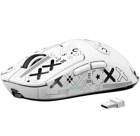 ATTACK SHARK X3 Wireless Gaming Mouse PAW3395 Superlight (White) with stickers